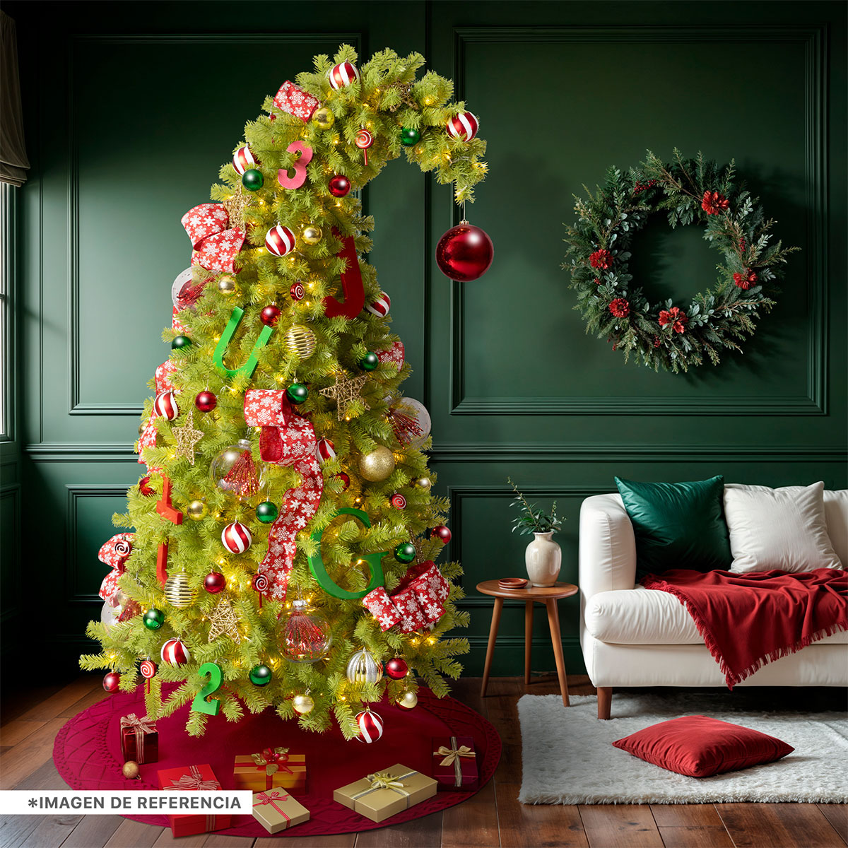 Foto 7 | Árbol de Navidad Punta Flexible Esquimal Pino Verde 2.10 m con 1560 Ramas y 81 Esferas