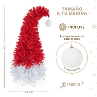 Foto 5 | Árbol de Navidad Punta Flexible Esquimal Pino Rojo y Blanco 1.80 m con 1110 Ramas y Esfera Escarchada