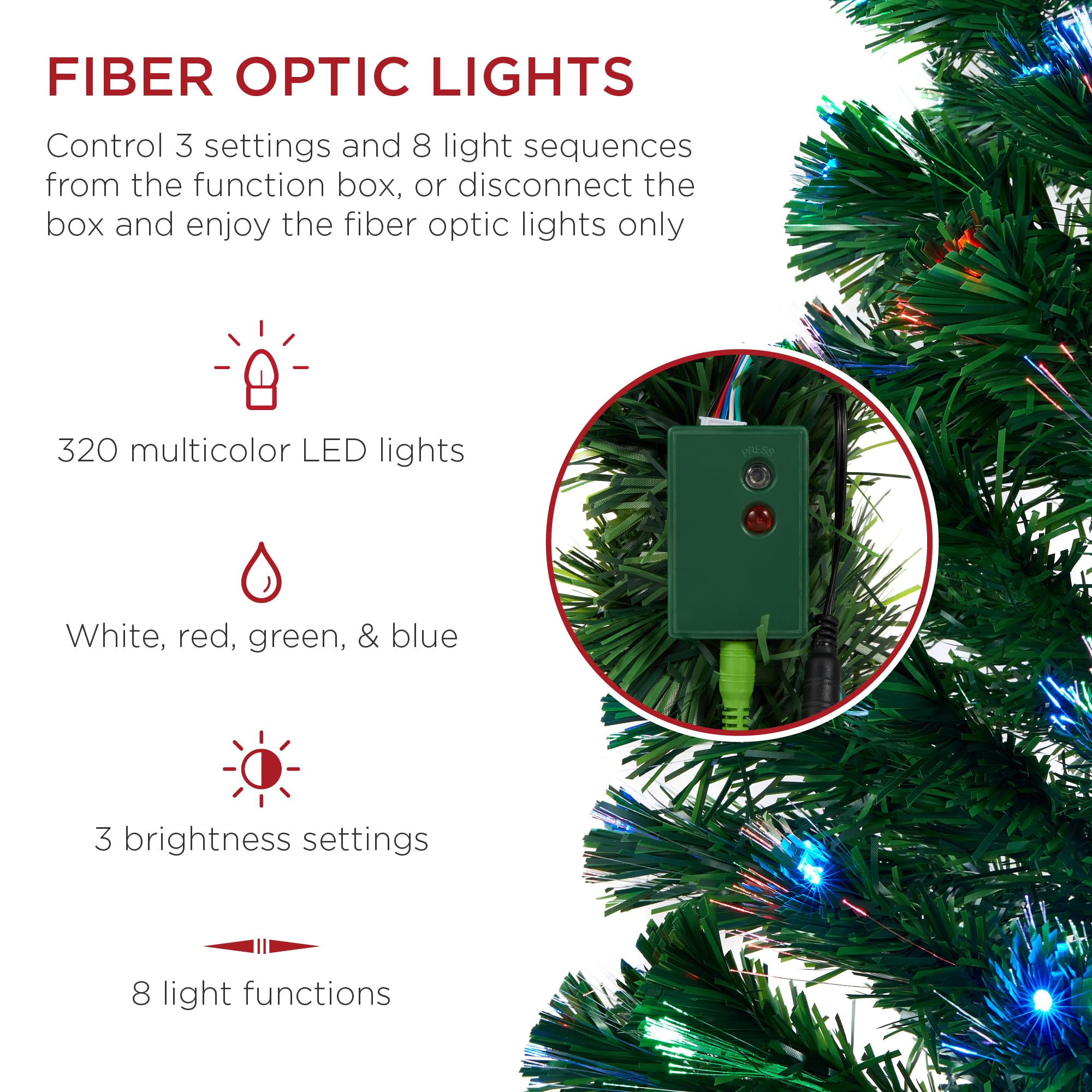 Foto 4 pulgar | Árbol de Navidad Best Choice Products de Fibra Óptica de 8 Pies con 320 Led - Venta Internacional