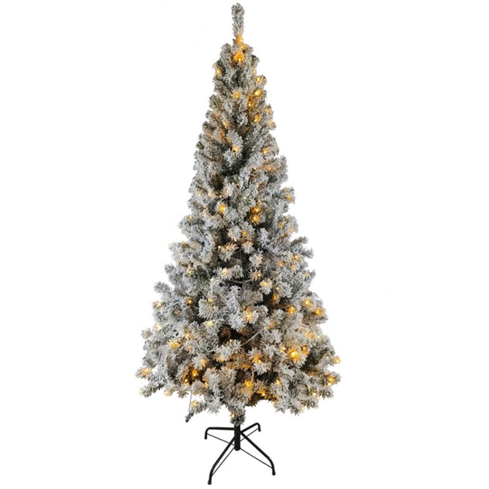 Árbol De Navidad Nevado 2.10 M Pino Artificial Con Luces Led $3,999