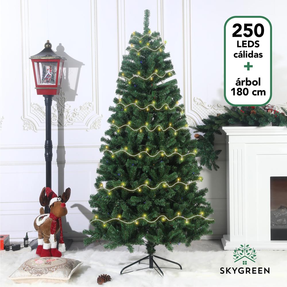 Foto 2 | Árbol De Navidad Artificial 1.80 M + 250 Serie Luces Led 25m