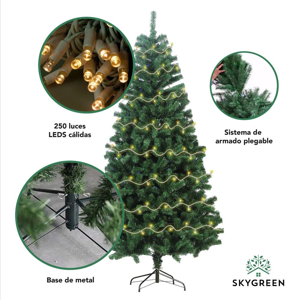 Foto 5 pulgar | Árbol De Navidad Artificial 1.80 M + 250 Serie Luces Led 25m