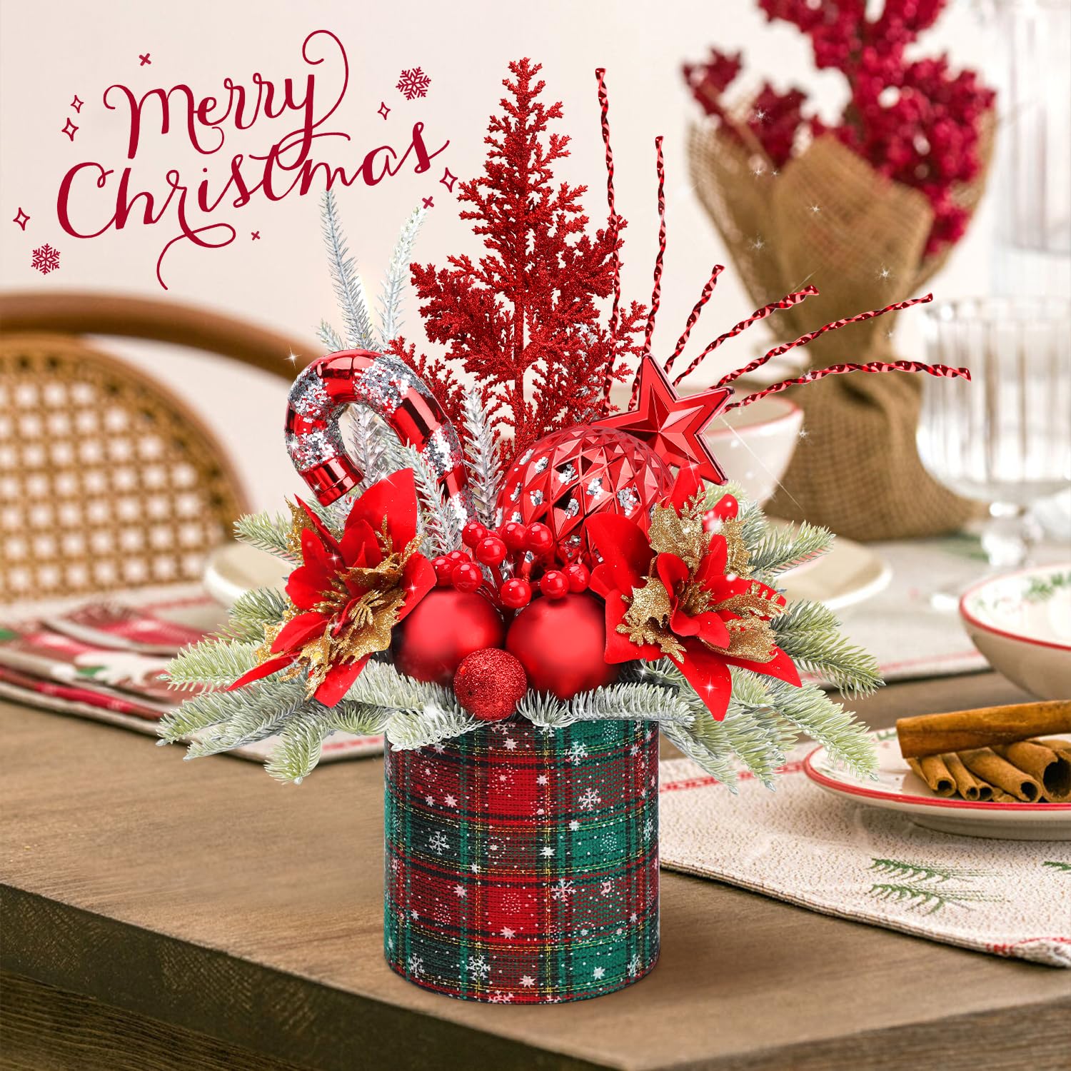 Foto 7 pulgar | Adorno de Navidad Kpx Artificial para Mesa - Venta Internacional