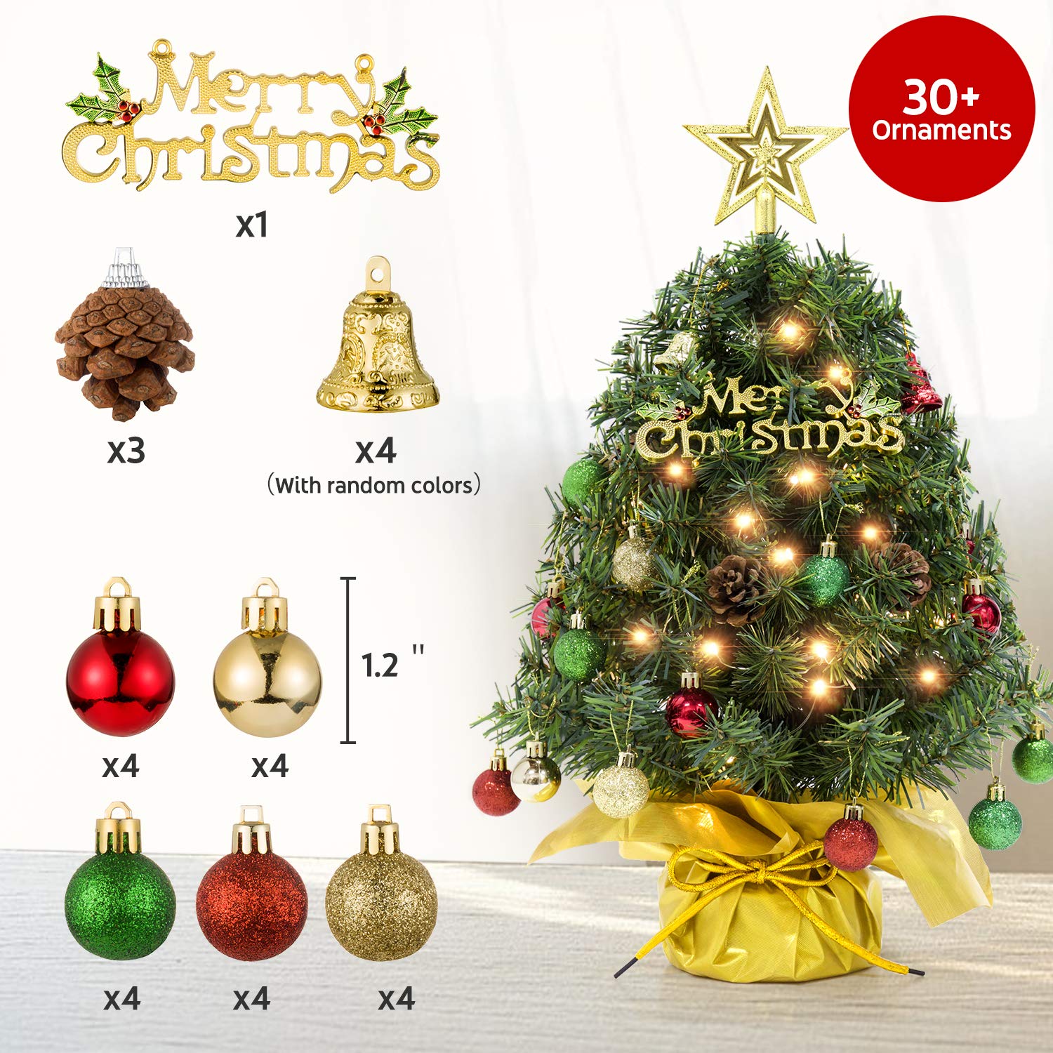 Foto 4 pulgar | Árbol de Navidad Xmasexp 20 Mini Con Adornos De Pvc Verde - Venta Internacional