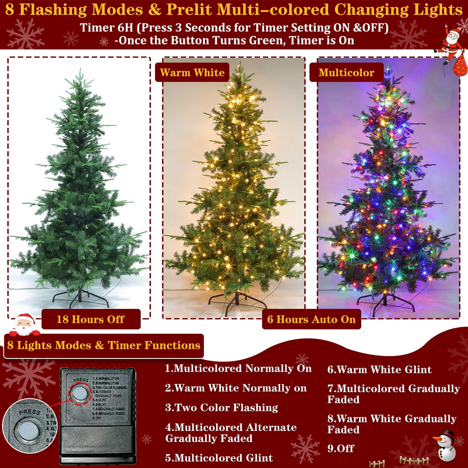 Foto 5 pulgar | Árbol de Navidad Turnmeon Aspen Fir de 6 Pies con 340 Luces Led - Venta Internacional