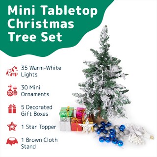 Foto 2 | Mini Árbol de Navidad Prextex Flocado en Nieve con Luces y Adornos 58 cm - Venta Internacional