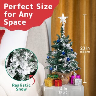 Foto 3 | Mini Árbol de Navidad Prextex Flocado en Nieve con Luces y Adornos 58 cm - Venta Internacional