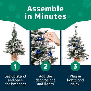 Foto 4 | Mini Árbol de Navidad Prextex Flocado en Nieve con Luces y Adornos 58 cm - Venta Internacional
