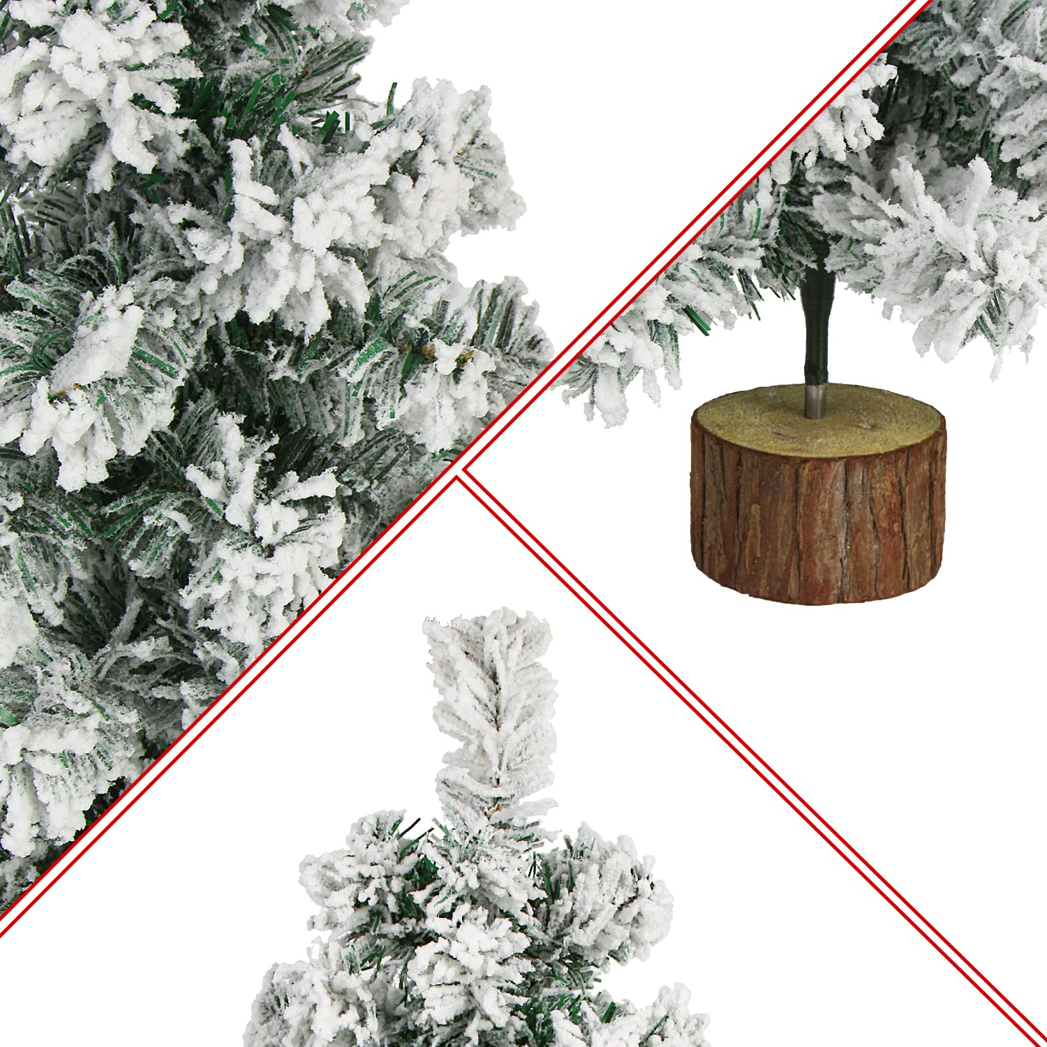 Foto 5 pulgar | Árbol de Navidad Ccinee de 60 Cm con Soporte de Madera Y Nieve Flocada - Venta Internacional
