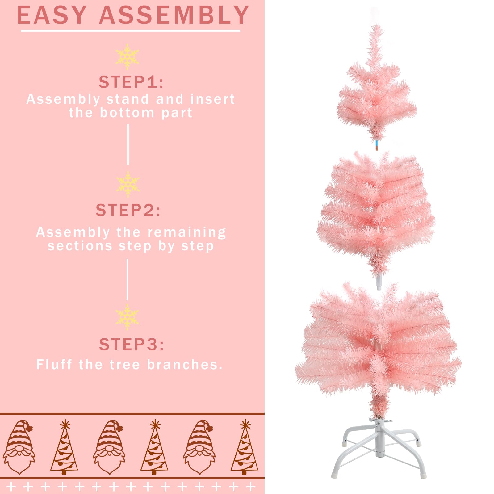 Foto 5 pulgar | Árbol de Navidad Artificial Ccinee Rosa de 3 Pies con Soporte De Metal - Venta Internacional