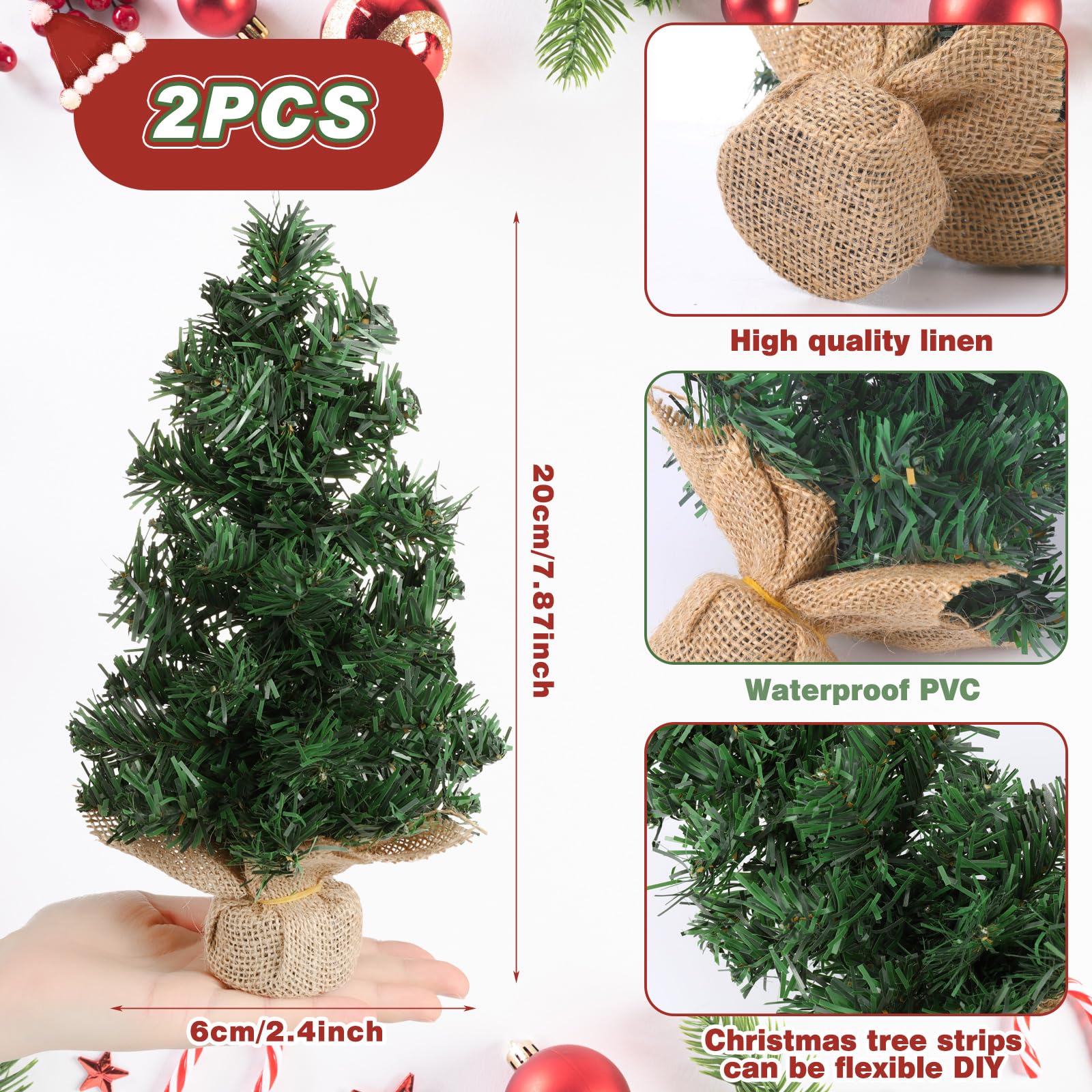 Foto 3 pulgar | Miniárbol de Navidad Artificial Yinder 2 Piezas 20 cm - Venta Internacional