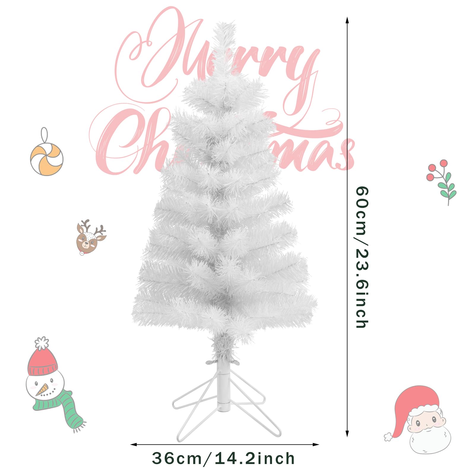 Foto 2 | Árbol de Navidad Artificial Ccinee 60 Cm Blanco con Soporte De Metal - Venta Internacional
