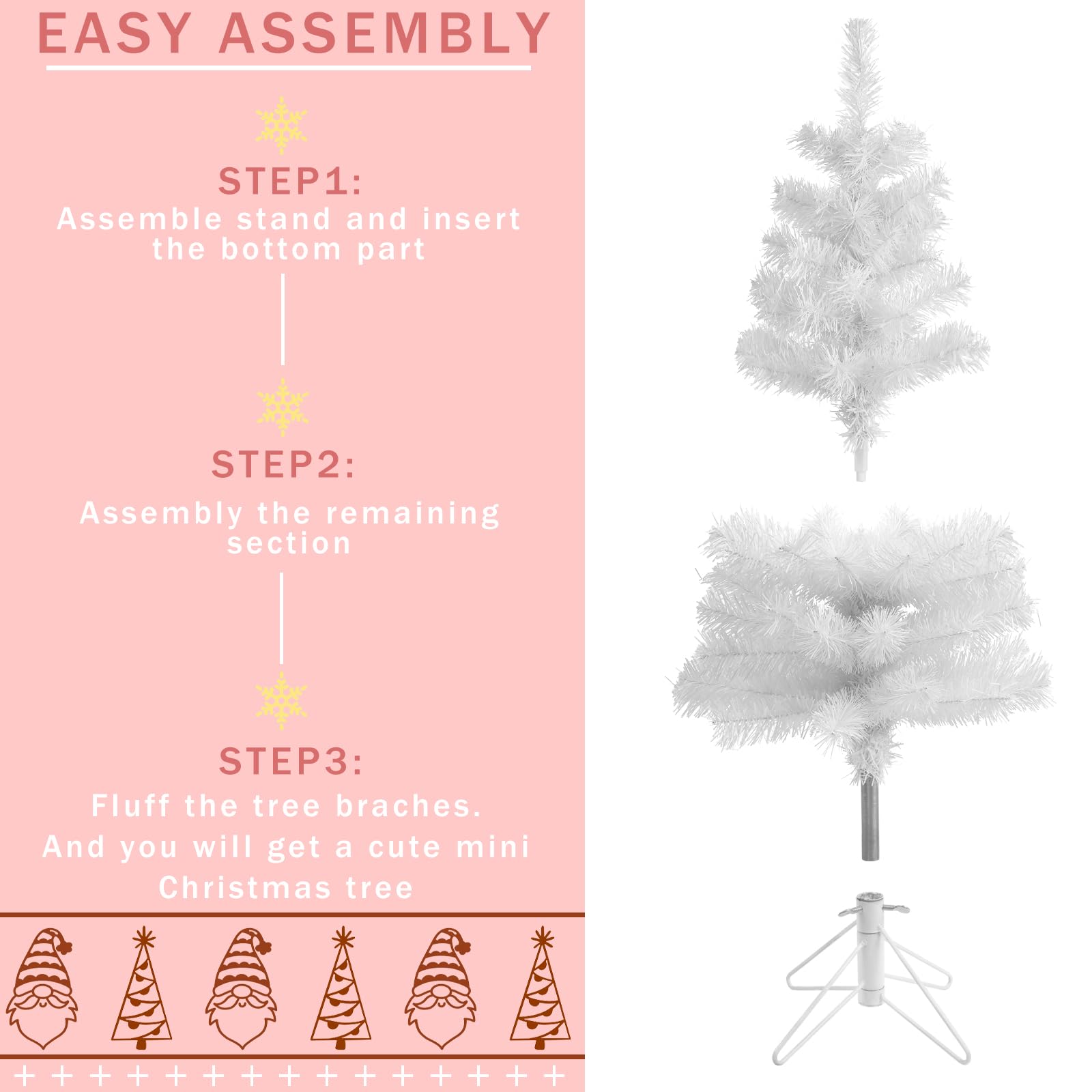 Foto 5 pulgar | Árbol de Navidad Artificial Ccinee 60 Cm Blanco con Soporte De Metal - Venta Internacional