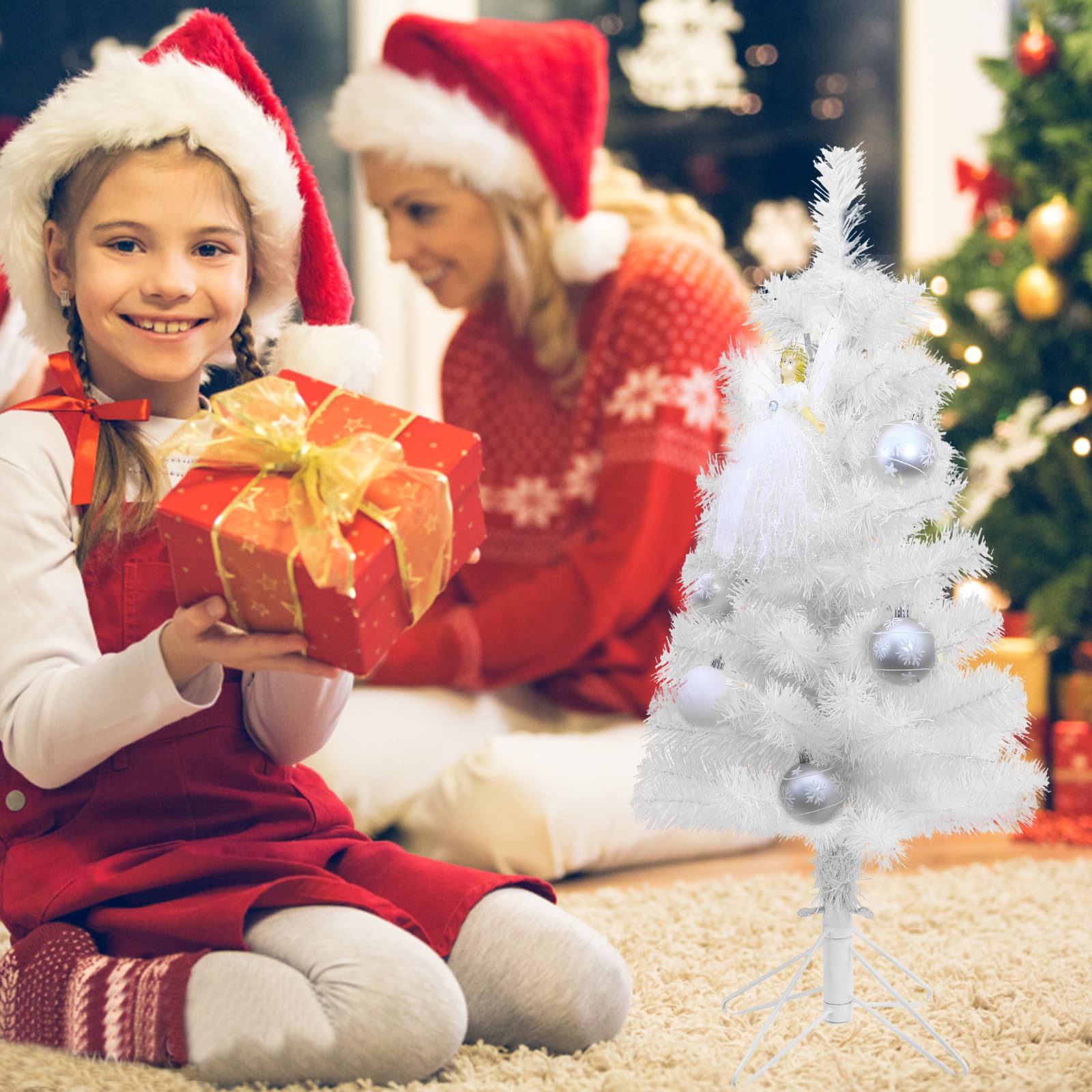 Foto 7 pulgar | Árbol de Navidad Artificial Ccinee 60 Cm Blanco con Soporte De Metal - Venta Internacional