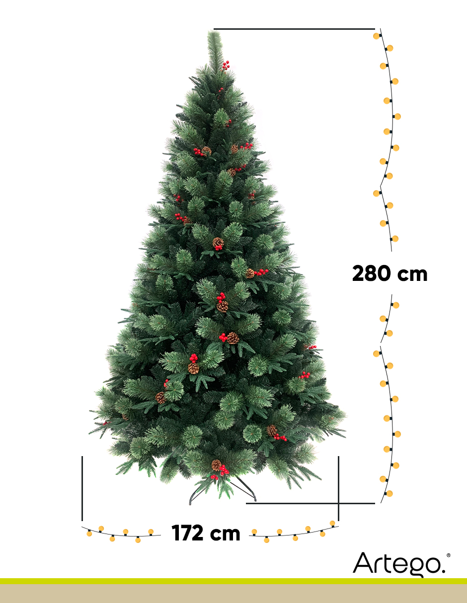 Foto 6 pulgar | Árbol De Navidad Premium 2.80m Fraser Fir Artego (con 3 Tipos De Rama Pe, Pvc Y Pe) Frondoso Con 3100 Ramas Pino Art