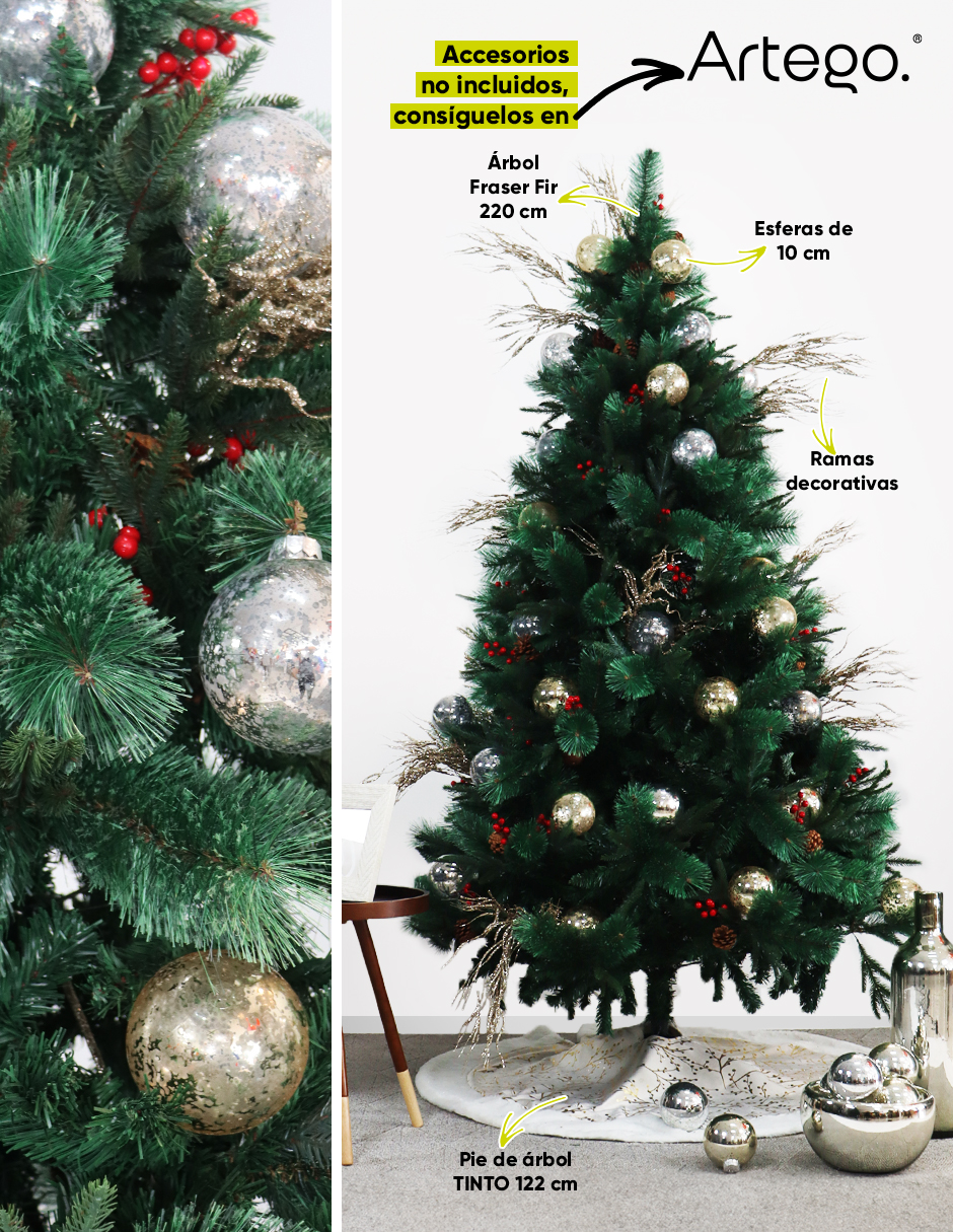 Foto 7 pulgar | Árbol De Navidad Premium 2.80m Fraser Fir Artego (con 3 Tipos De Rama Pe, Pvc Y Pe) Frondoso Con 3100 Ramas Pino Art