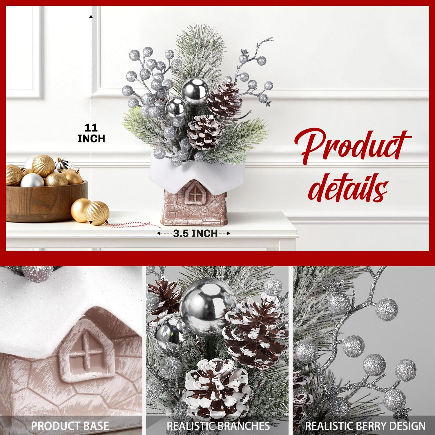 Foto 4 pulgar | Árbol de Navidad Kpx Artificial para Mesa con Adornos - Venta Internacional