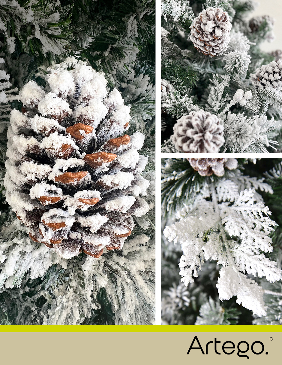 Foto 3 pulgar | Árbol De Navidad Nevado 2.50m Premium * Piñas Gigantes * Alberta Spruce Artego Nieve Pino Artificial Frondoso Navideño