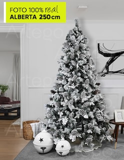 Foto 3 | Árbol De Navidad Nevado 2.50m Premium * Piñas Gigantes * Alberta Spruce Artego Nieve Pino Artificial Frondoso Navideño