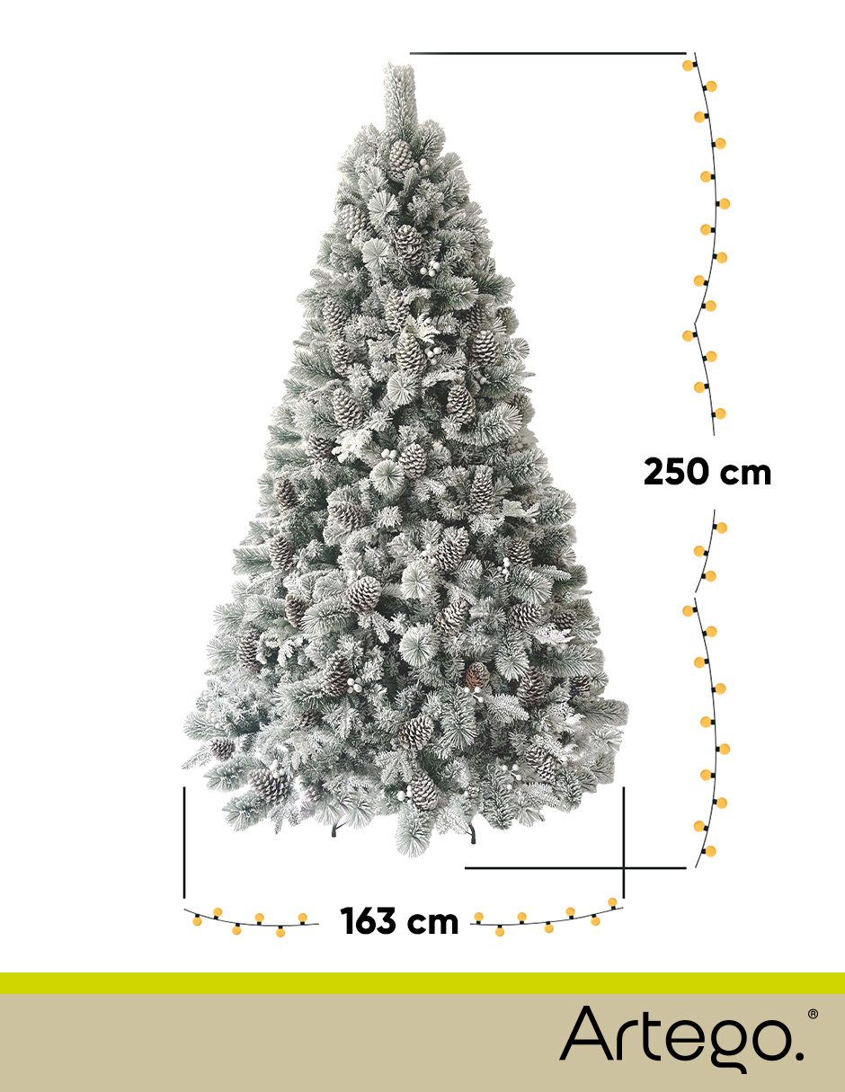 Foto 5 | Árbol De Navidad Nevado 2.50m Premium * Piñas Gigantes * Alberta Spruce Artego Nieve Pino Artificial Frondoso Navideño
