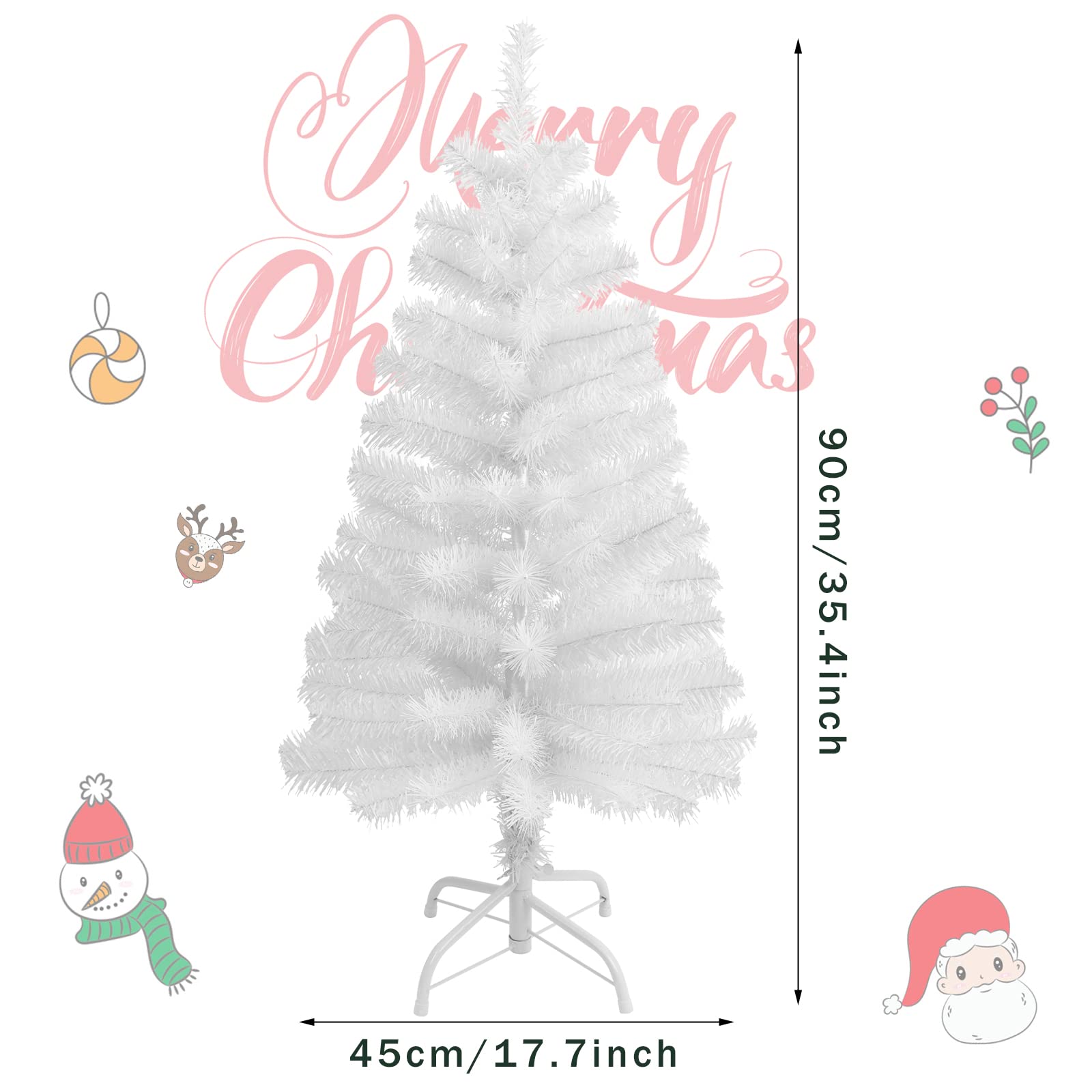 Foto 3 pulgar | Árbol de Navidad Artificial Ccinee De 3 Pies Blanco con Soporte De Metal - Venta Internacional