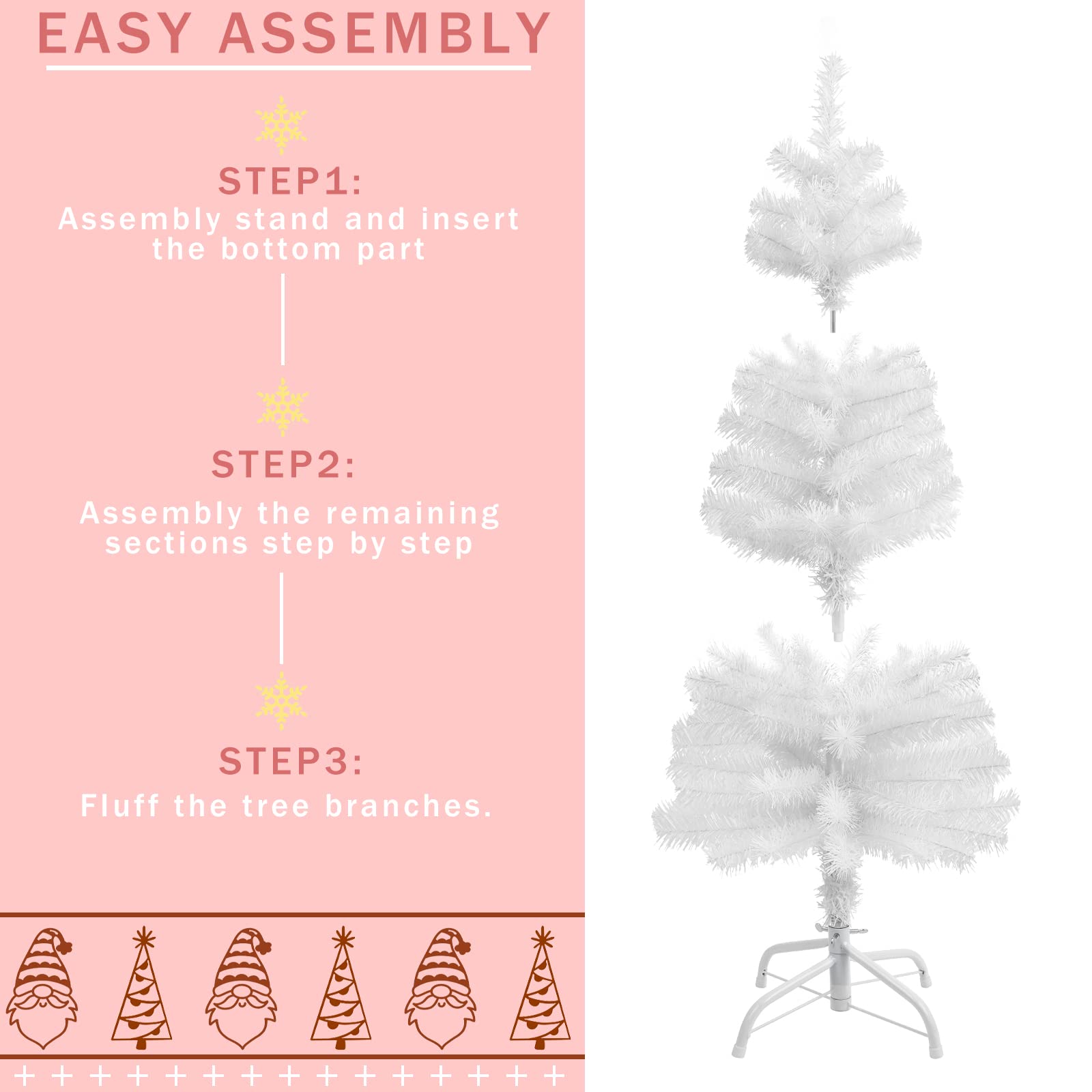 Foto 4 | Árbol de Navidad Artificial Ccinee De 3 Pies Blanco con Soporte De Metal - Venta Internacional