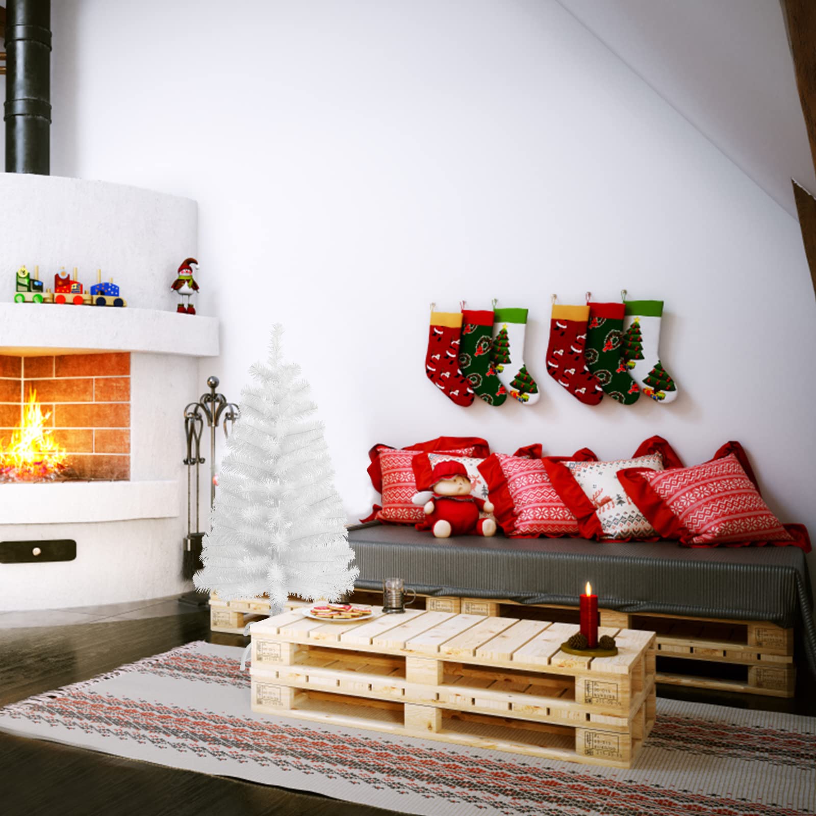 Foto 6 pulgar | Árbol de Navidad Artificial Ccinee De 3 Pies Blanco con Soporte De Metal - Venta Internacional
