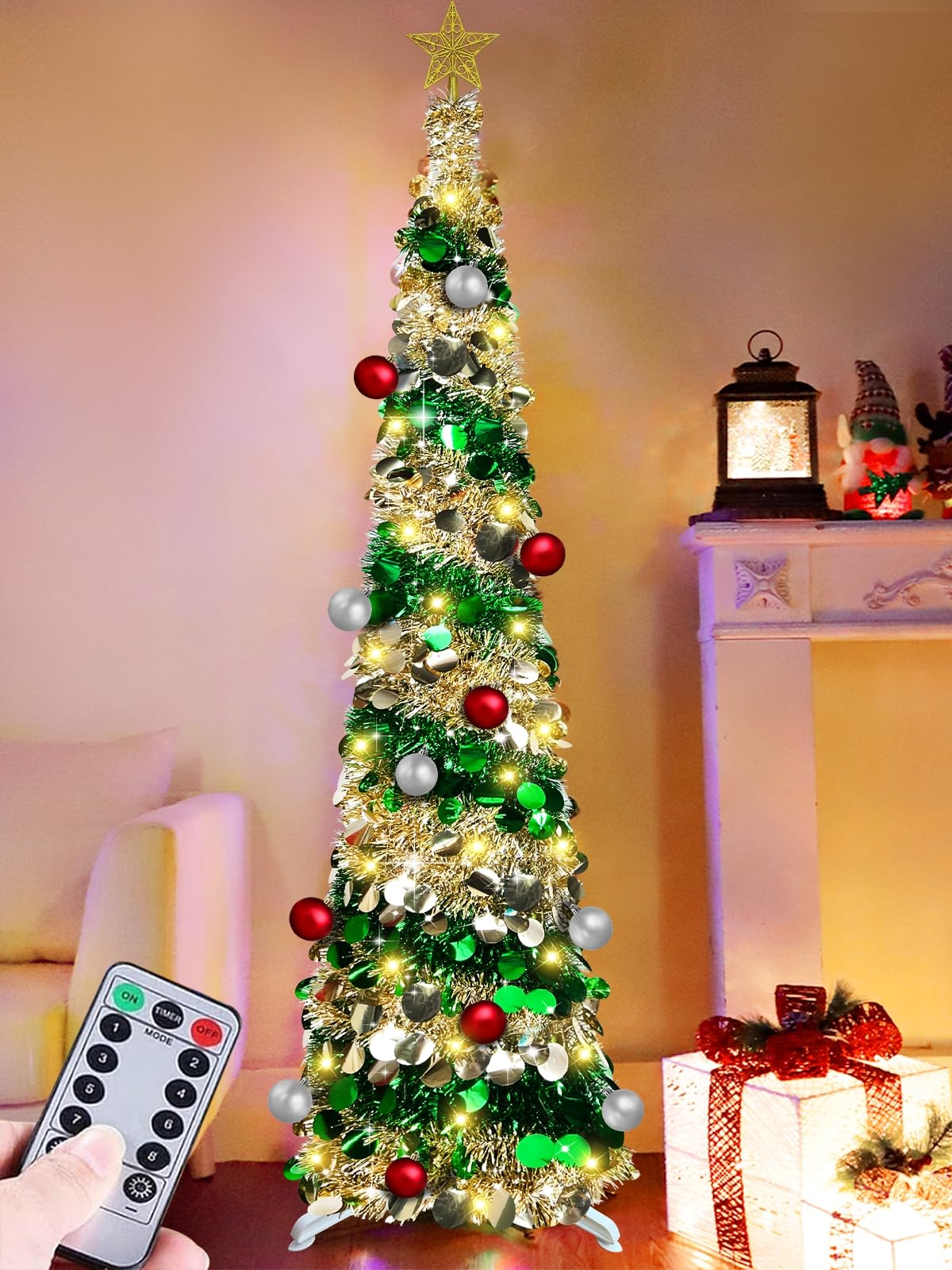 Foto 6 pulgar | [árbol De Navidad] Turnmeon, Delgado, Iluminado, De 6 Pies, Con 100 Luces Led - Venta Internacional.