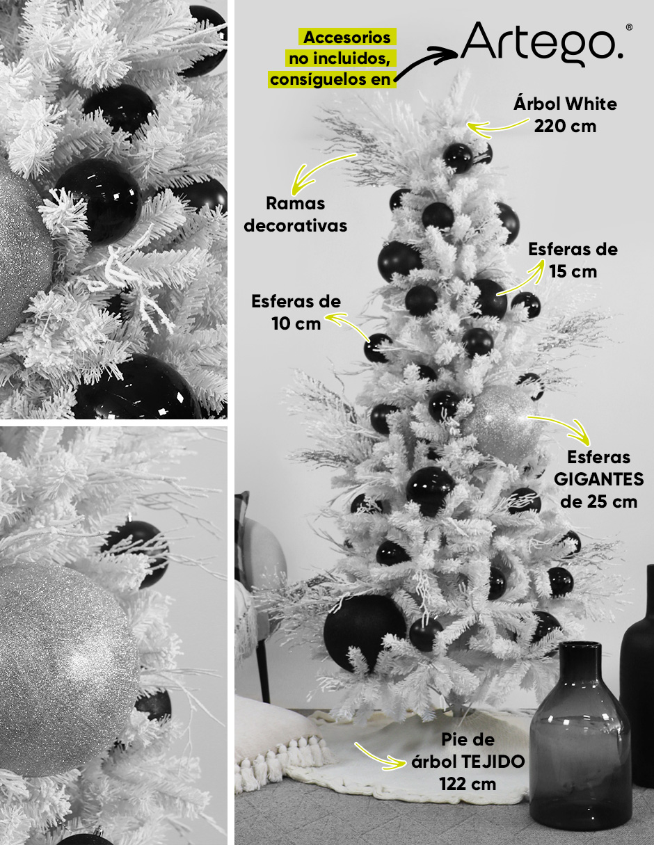 Foto 4 | Árbol de Navidad Blanco Semi-Nevado 220 cm