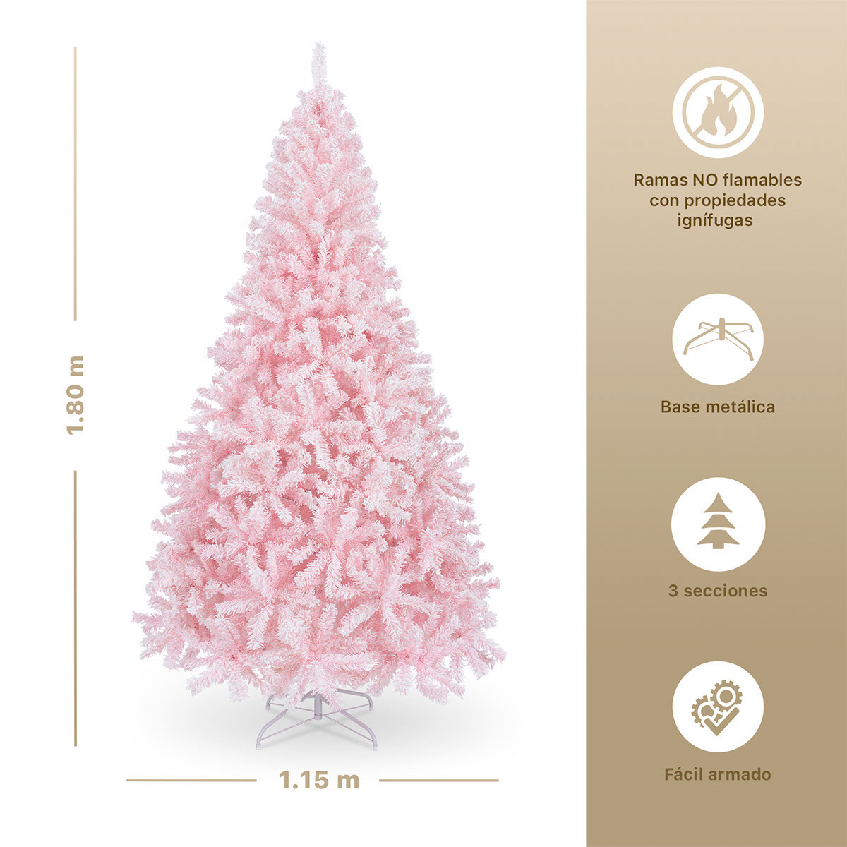 Foto 5 pulgar | Árbol De Navidad Esquimal Pino Rosa Nevado 1.80m Con 780 Ramas