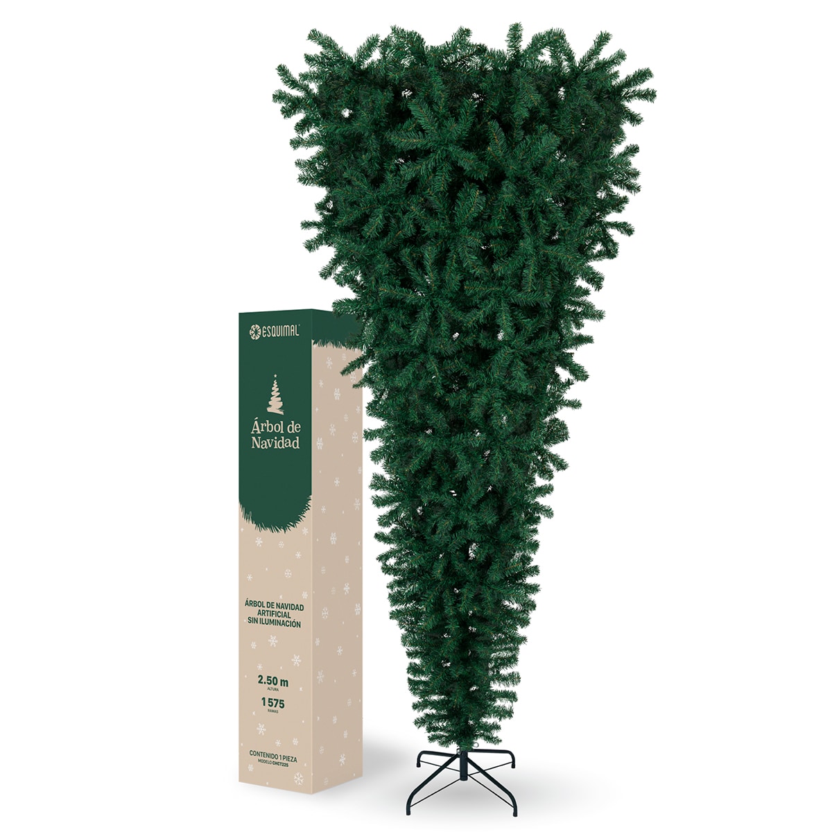 Árbol De Navidad Invertido Esquimal Pino Verde 2.50m Con 1575 Ramas $3,149