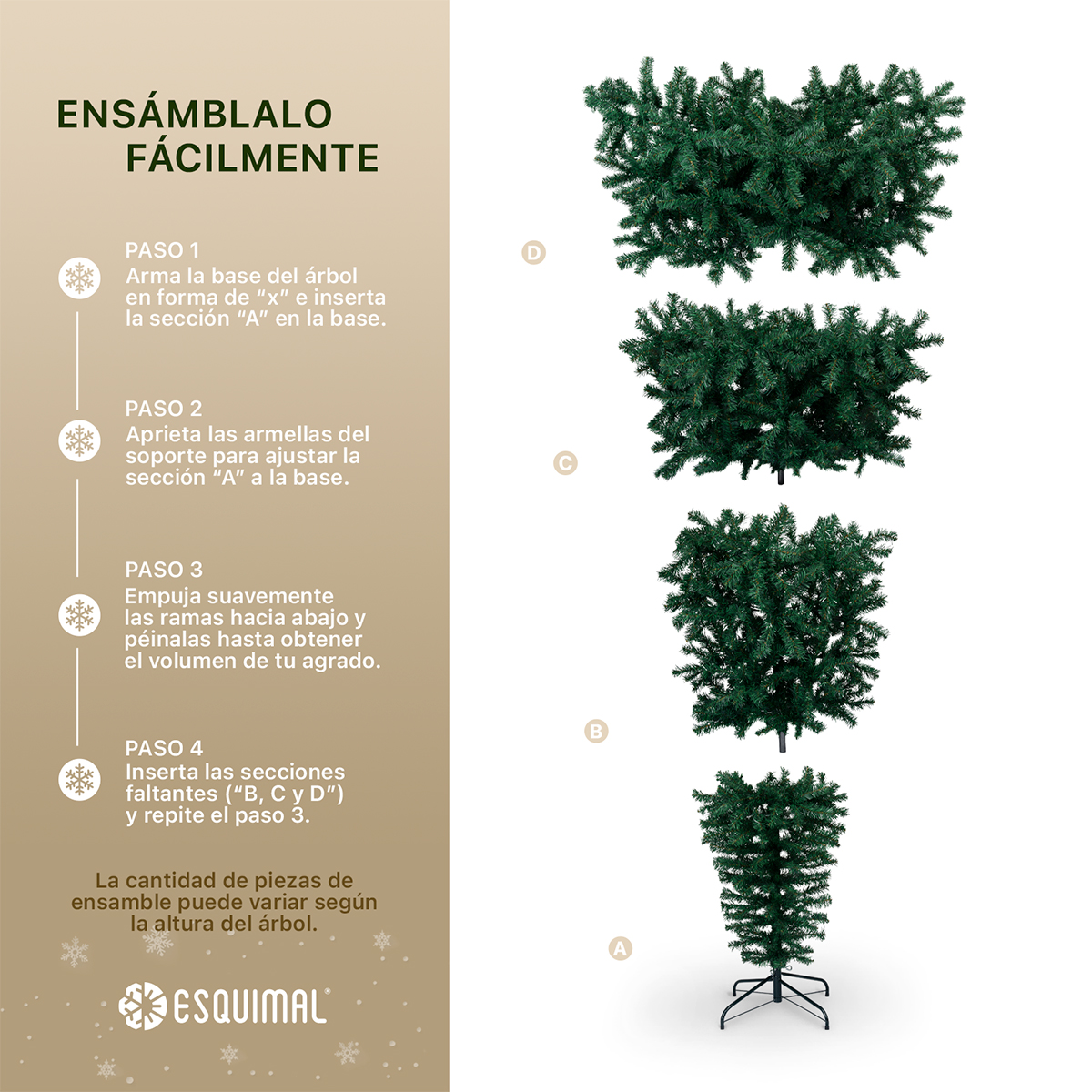 Foto 5 | Árbol De Navidad Invertido Esquimal Pino Verde 2.50m Con 1575 Ramas