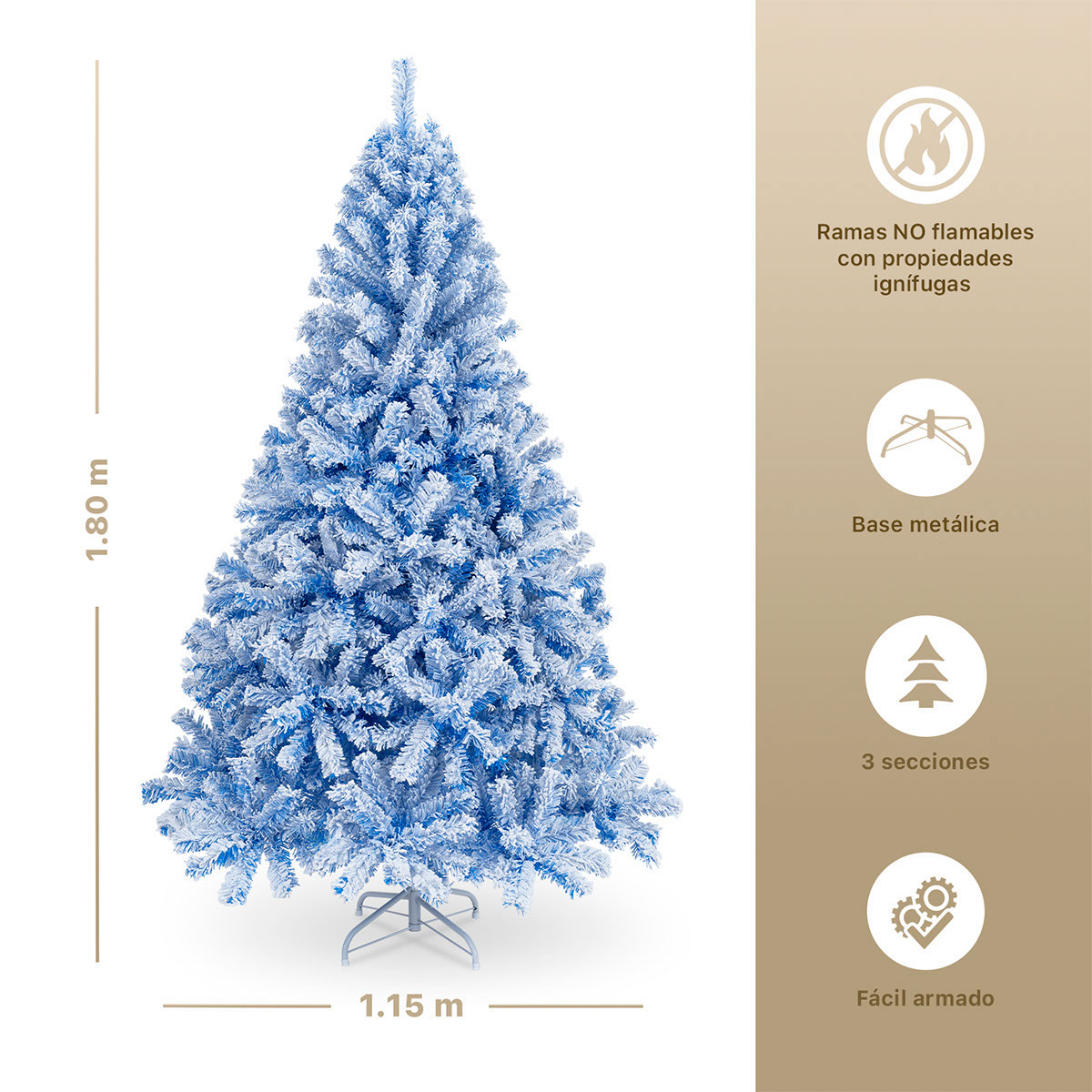 Foto 5 pulgar | Árbol De Navidad Artificial Esquimal Pino Azul Nevado 1.80m Con 780 Ramas