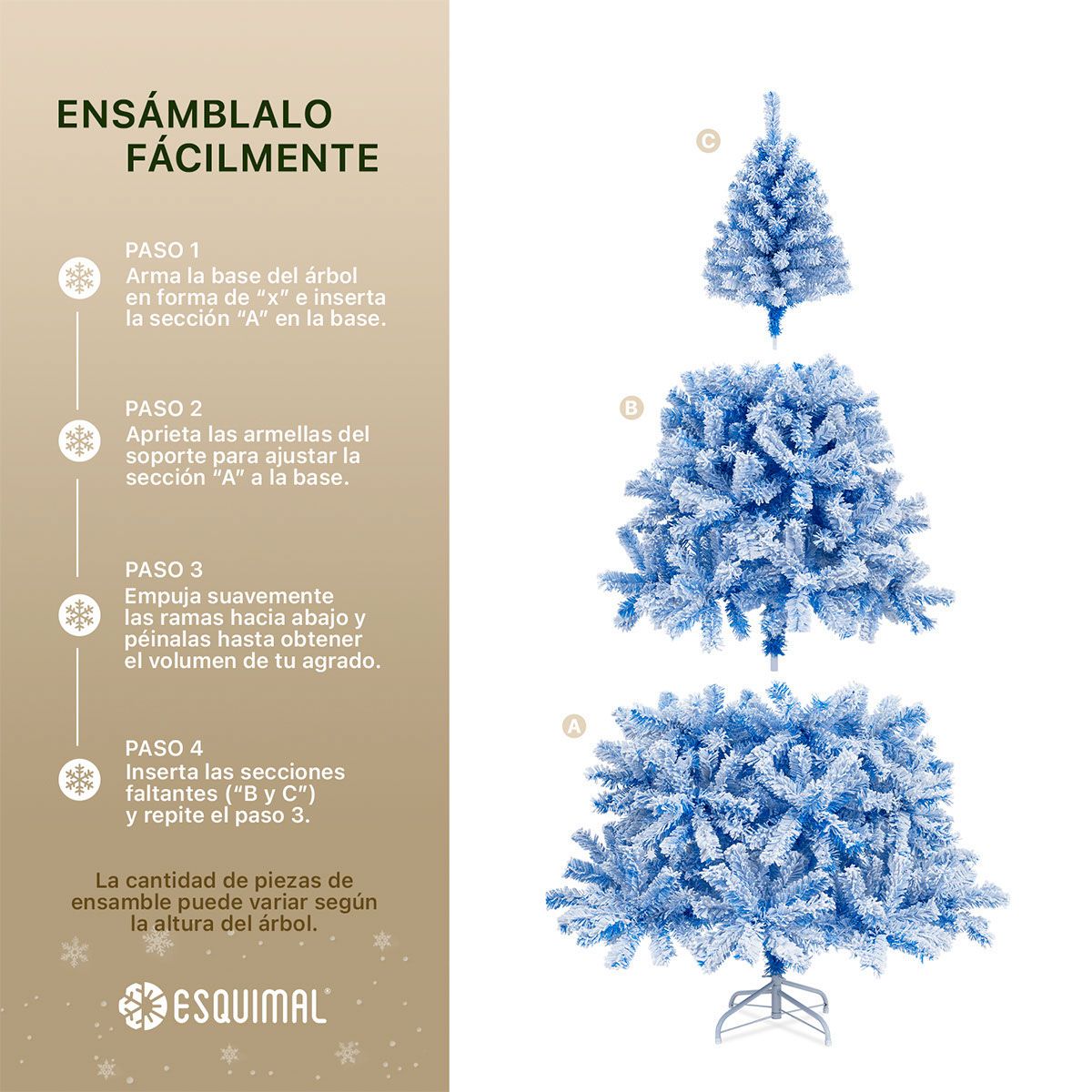 Foto 6 pulgar | Árbol De Navidad Artificial Esquimal Pino Azul Nevado 1.80m Con 780 Ramas