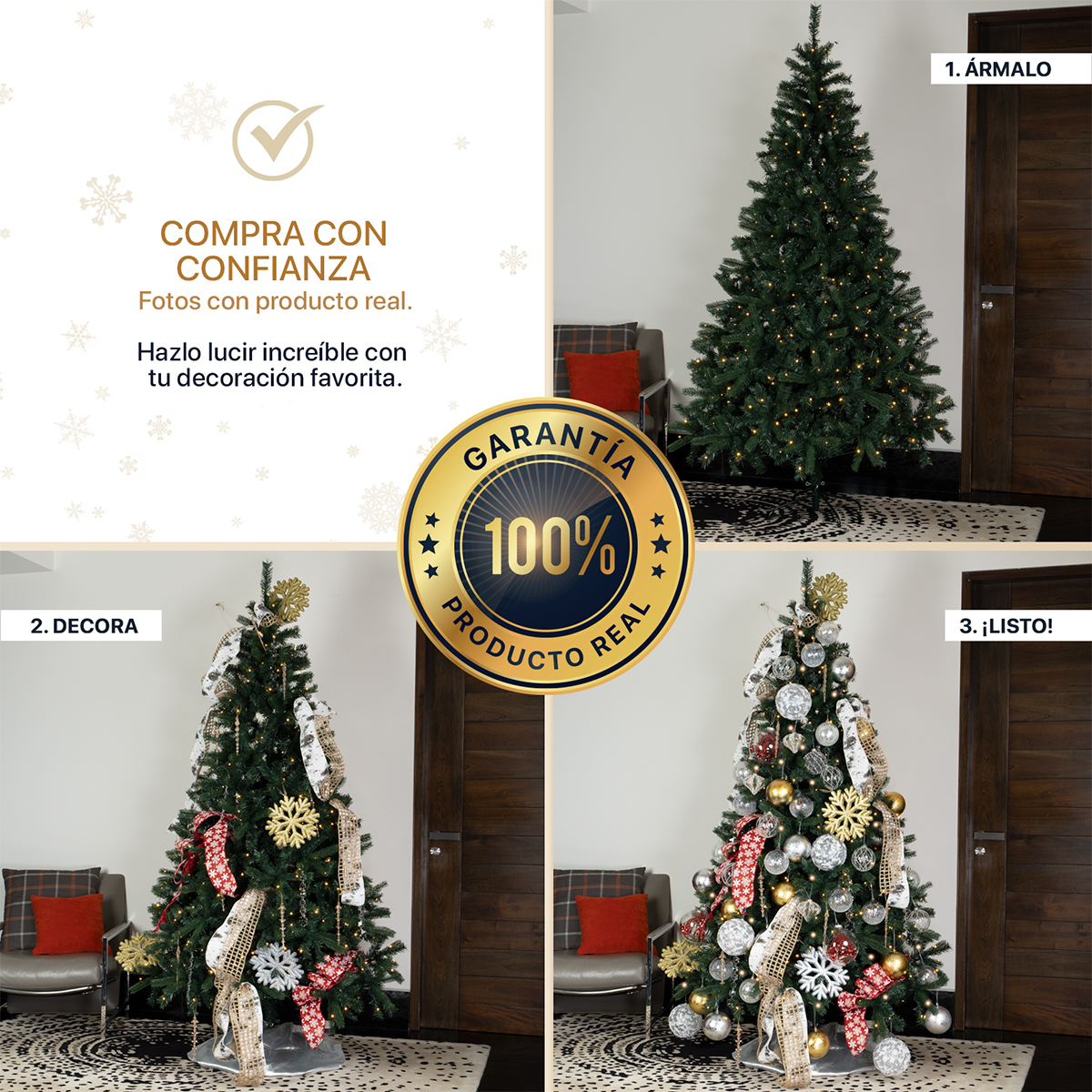 Foto 7 pulgar | Árbol De Navidad Esquimal Pino Verde 2.20m Con Luces Led De 8 Modos De Iluminación