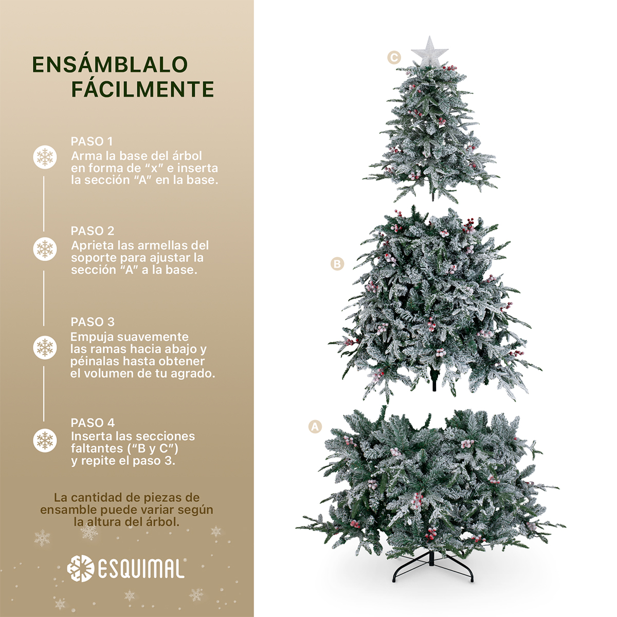 Foto 5 | Árbol De Navidad Esquimal Pino Verde Nevado 1.80m Con Luces Led, Estrella Y Bayas