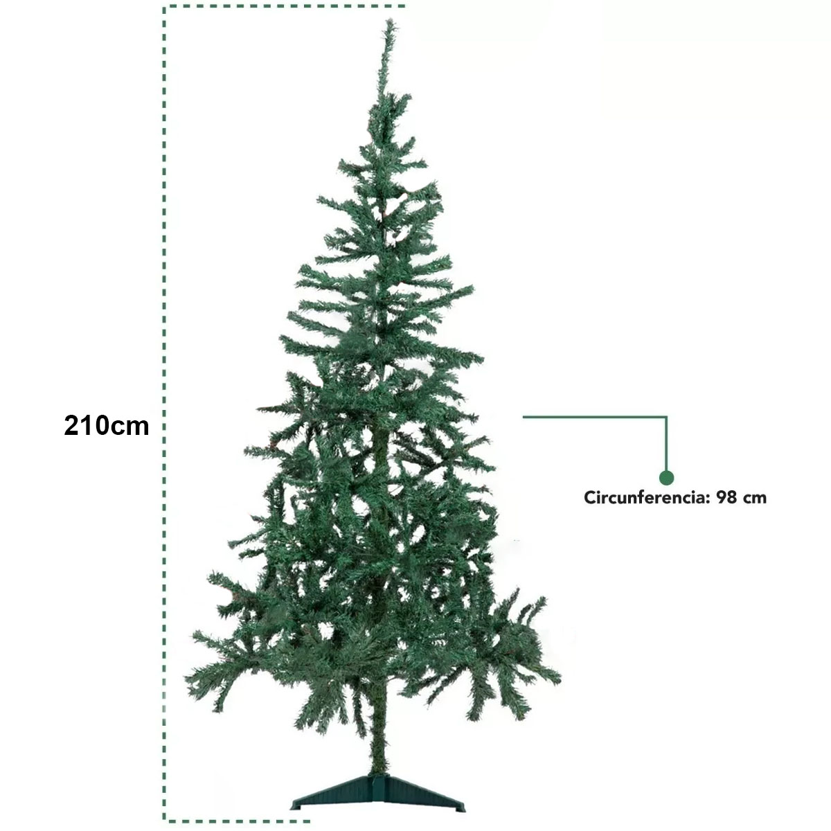 Foto 6 pulgar | Árbol de Navidad 210 cm con Base de Plástico