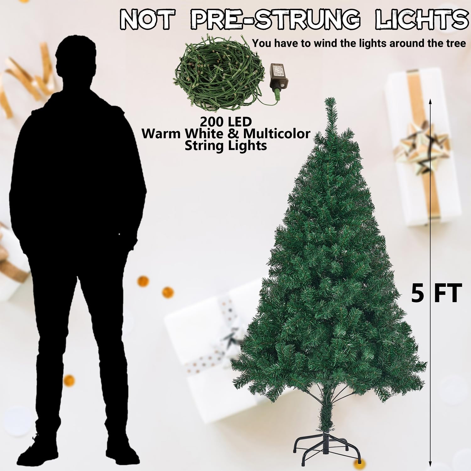 Foto 4 pulgar | Árbol de Navidad Artificial Juegoal de 5 Pies con Control Remoto - Venta Internacional