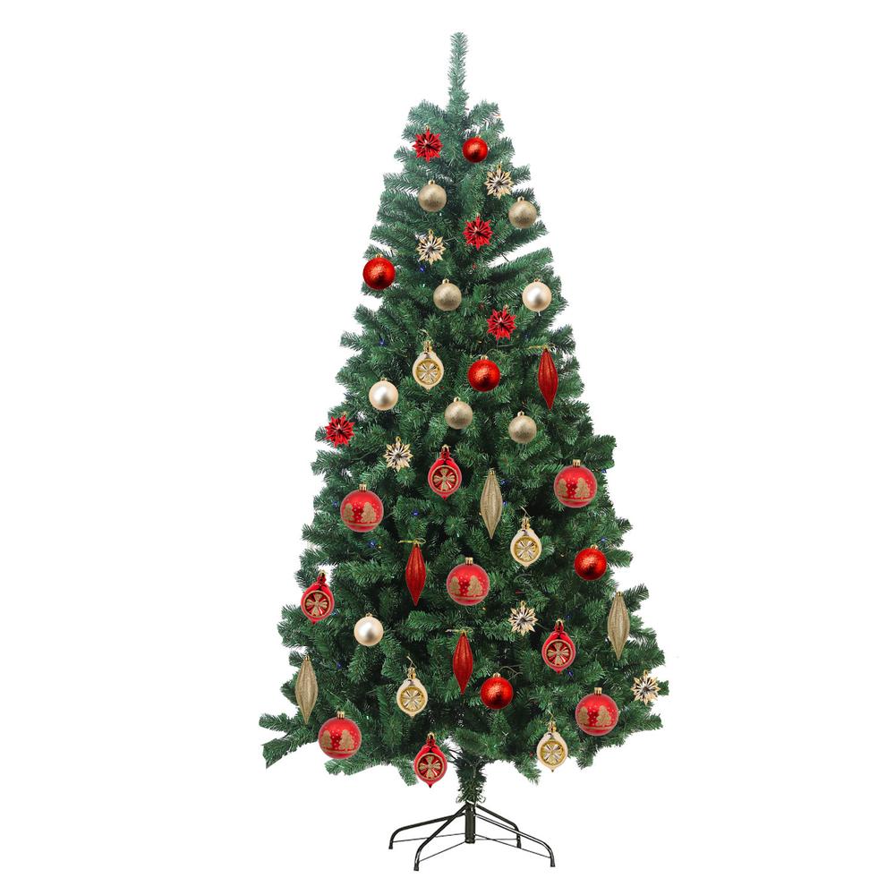 Árbol De Navidad Artificial 1.80 M + 62pzs Esferas Y Adornos $1,199