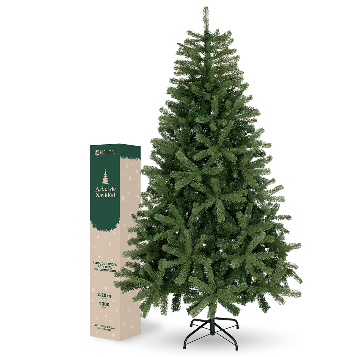 Árbol De Navidad Esquimal Pino Verde 2.20m Con 1300 Ramas $3,899