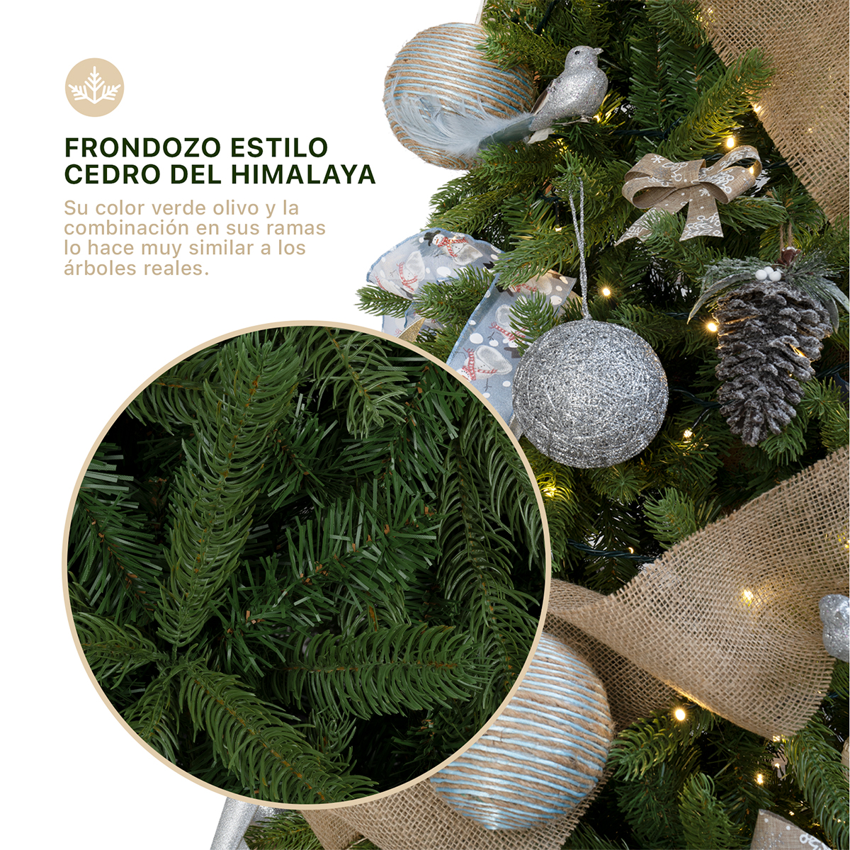 Foto 3 pulgar | Árbol De Navidad Esquimal Pino Verde 2.20m Con 1300 Ramas