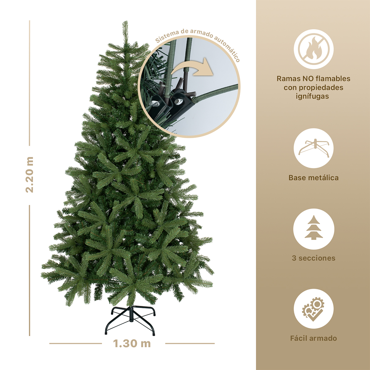 Foto 4 | Árbol De Navidad Esquimal Pino Verde 2.20m Con 1300 Ramas