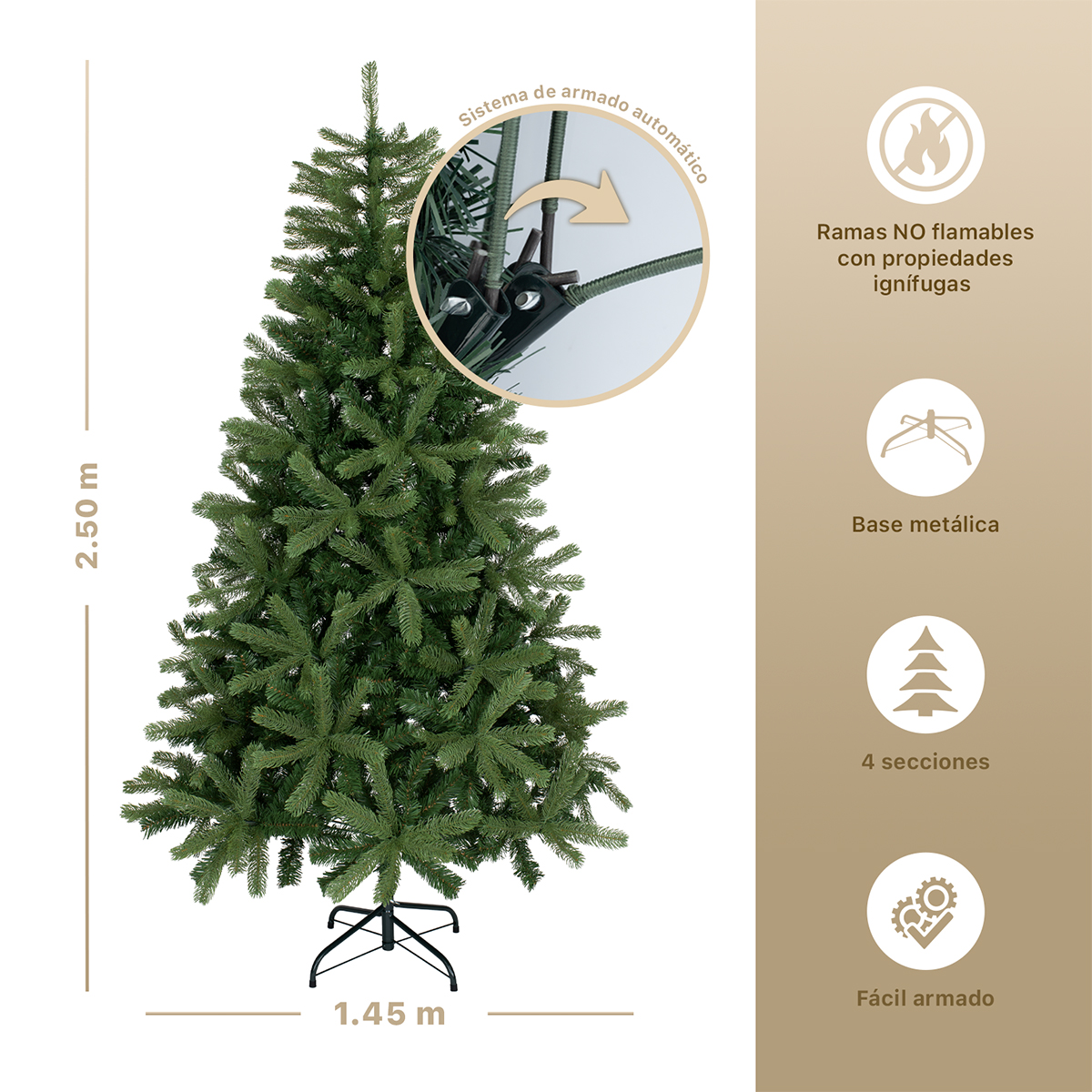 Foto 4 | Árbol De Navidad Esquimal Pino Verde 2.50m Con 1900 Ramas