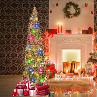 Foto 2 | Árbol De Navidad N&t Nieting Con Forma De Oropel Plegable Dorado De 5 Pies - Venta Internacional.