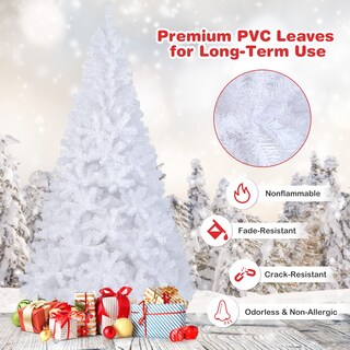 Foto 3 | Árbol De Navidad Costway De Pvc Artificial Blanco Con Soporte, 7 Pies - Venta Internacional.