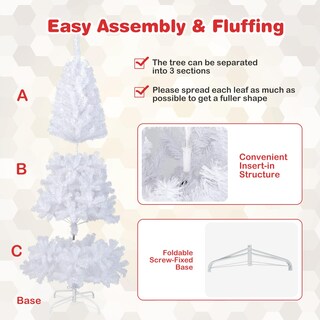 Foto 4 | Árbol De Navidad Costway De Pvc Artificial Blanco Con Soporte, 7 Pies - Venta Internacional.
