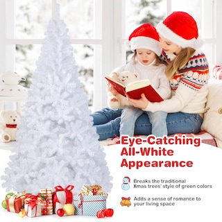Foto 5 | Árbol De Navidad Costway De Pvc Artificial Blanco Con Soporte, 7 Pies - Venta Internacional.
