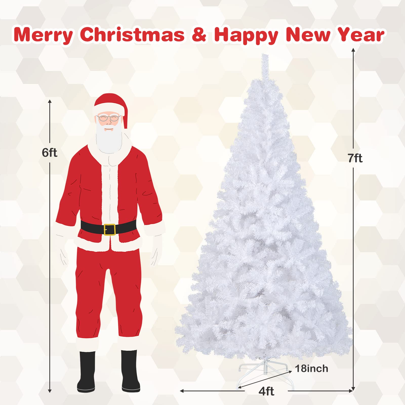 Foto 8 pulgar | Árbol De Navidad Costway De Pvc Artificial Blanco Con Soporte, 7 Pies - Venta Internacional.