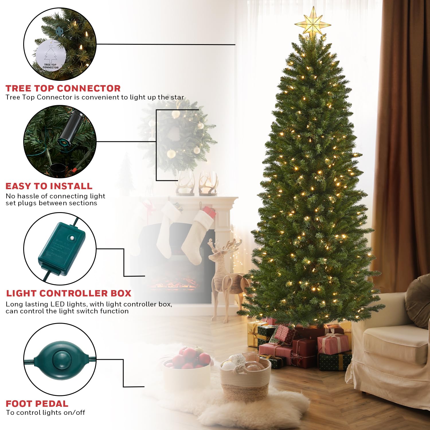 Foto 5 pulgar | Árbol De Navidad Honeywell De 2,1 M Con 350 Luces Led Que Cambian De Color - Venta Internacional.