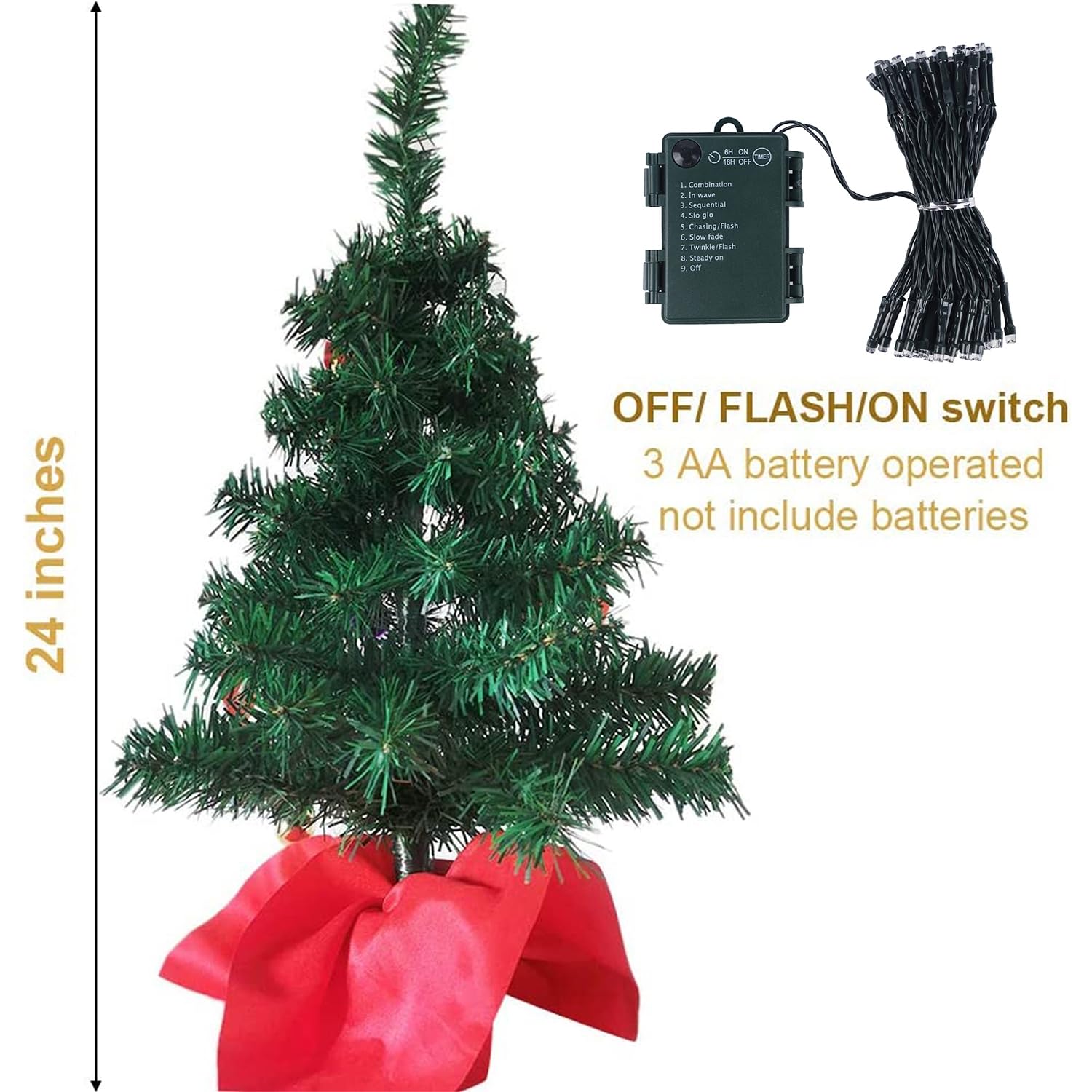 Foto 3 pulgar | Árbol De Navidad Juegoal Mini, Paquete De 2 Unidades, 60 Cm Con 50 Luces Led - Venta Internacional.